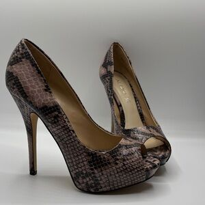 Aldo Snake Print Peep Toe Heels